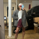 Tully humphrey burgundy Tully Lou shorts white tee blazer and Tequila cap
