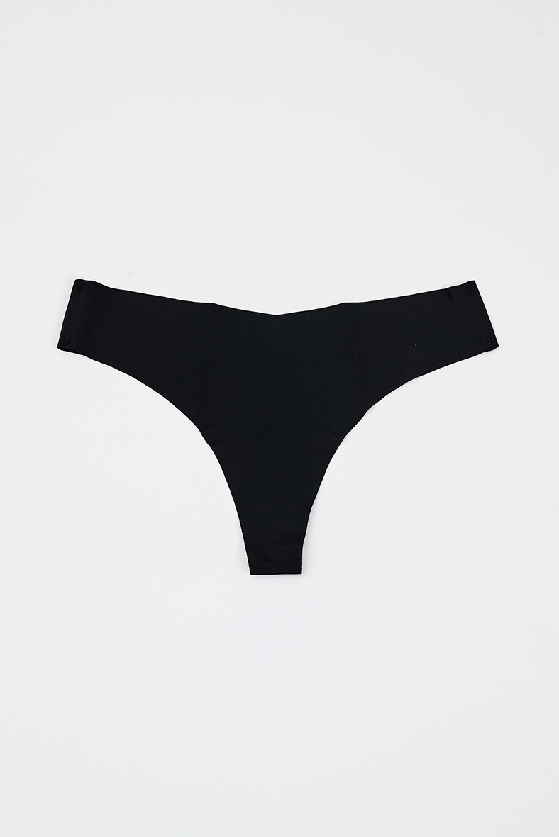 black seamless underwear flat lay image