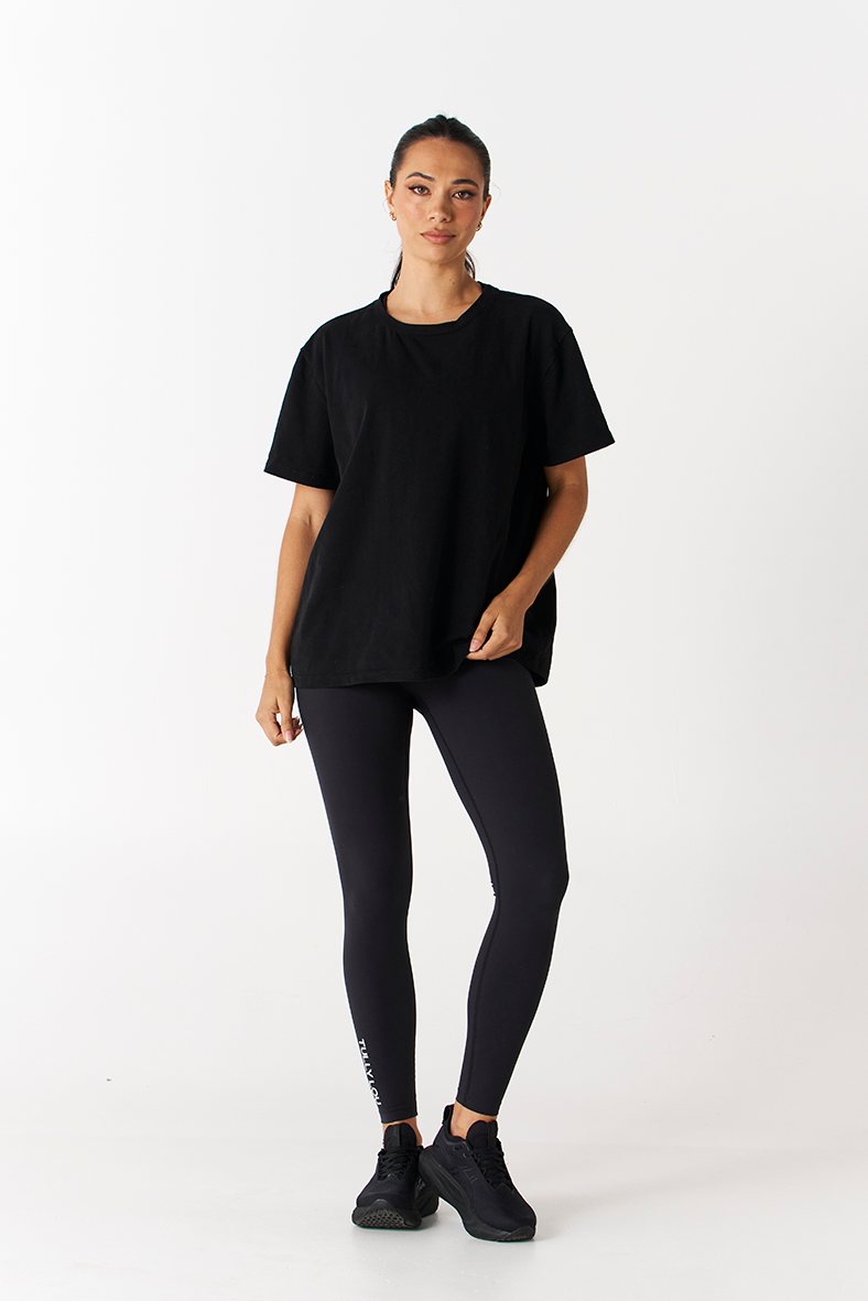 Tully Lou heavyweight cotton fleece essentials tee black