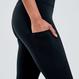 bonded invisible pocket black leggings with hand in pocket 