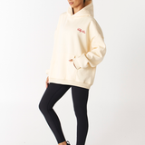fairfax butter yellow oversized winter hoodie with black Tully lou leggings activewear style