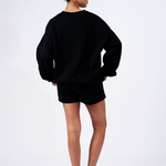 Black boyfriend style lounge set with shorts and crewneck jumper