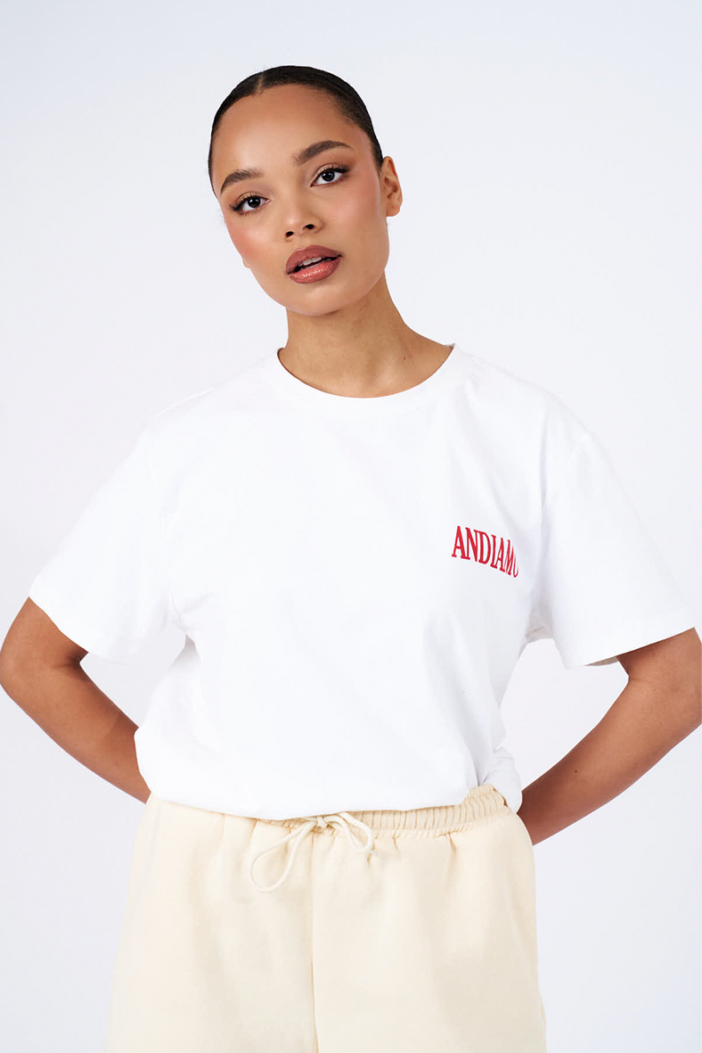 andiamo heavy weight cotton white team with red andiamo italian text logo