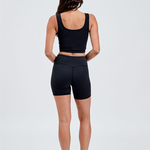 wide waistband bike shorts with long line crop back view