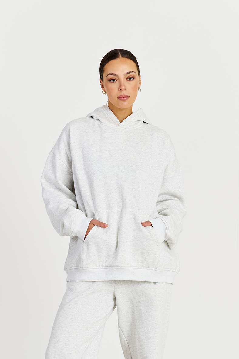 grey hoodie with matching grey track pants 