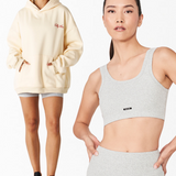 Hailey grey pilates with butter yellow fairfax hoodie