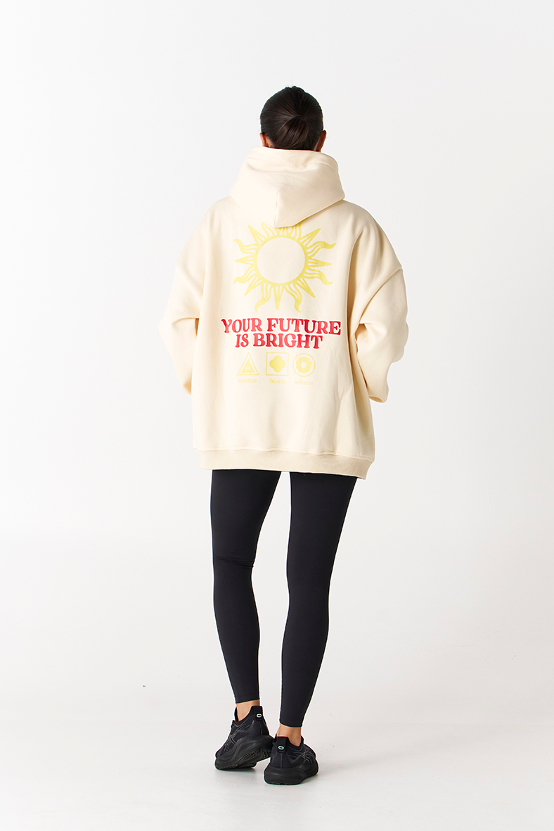 Your future is bright yellow heavyweight cotton meme hoodie tully lou