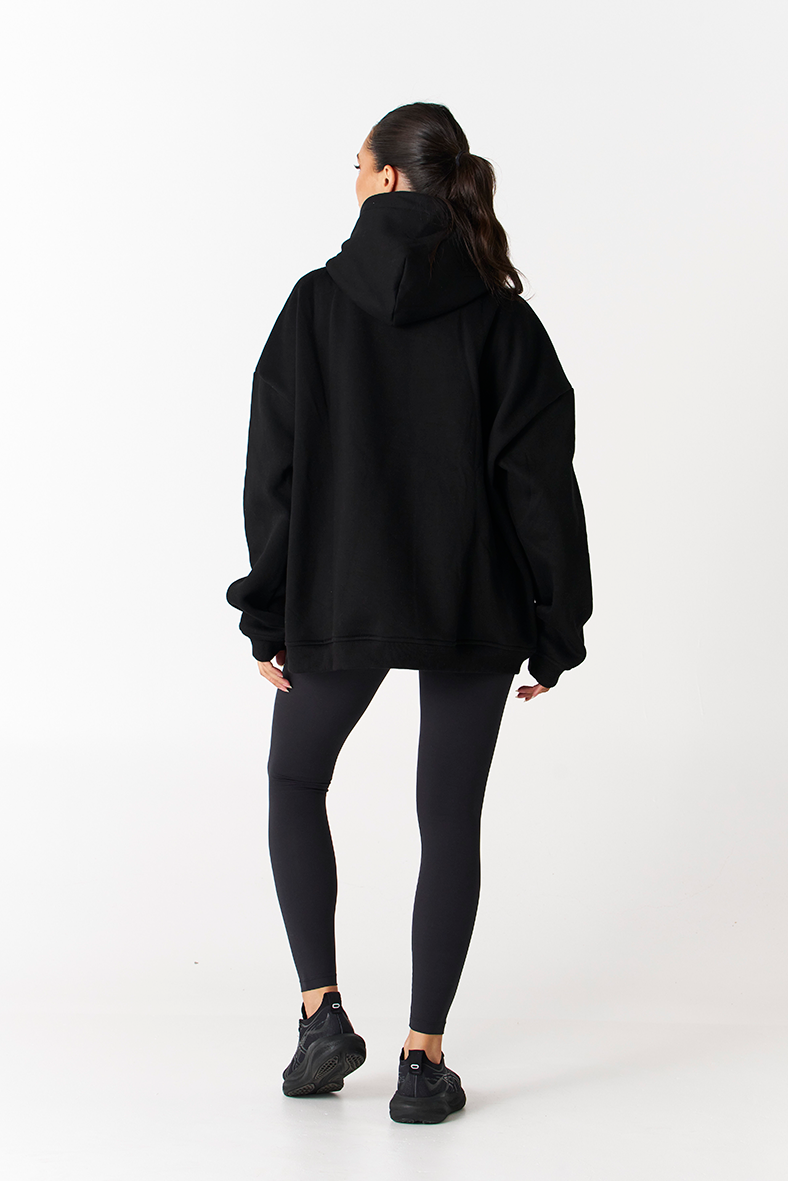 fairfax black boyfriend hoodie back with black seamless leggings