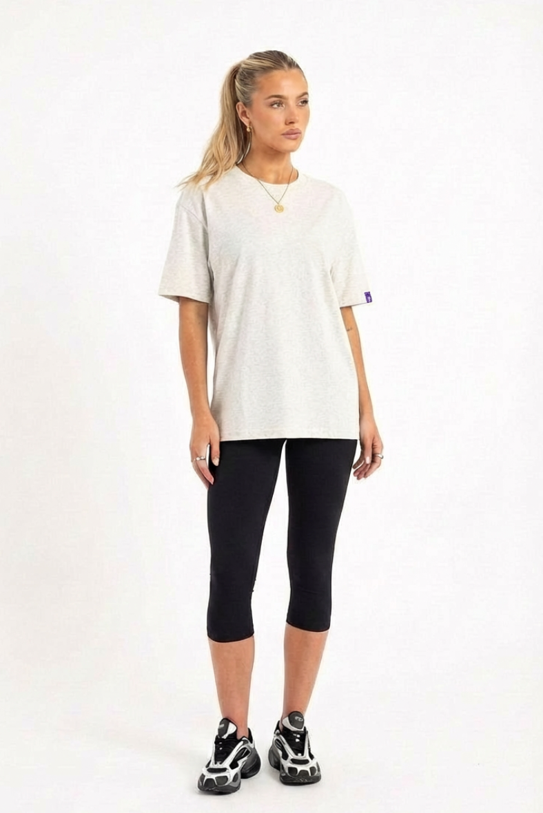 Highland oversized 270GSM heavyweight cotton tee in light grey marle by Tully Lou