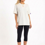 Highland oversized 270GSM heavyweight cotton tee in light grey marle by Tully Lou