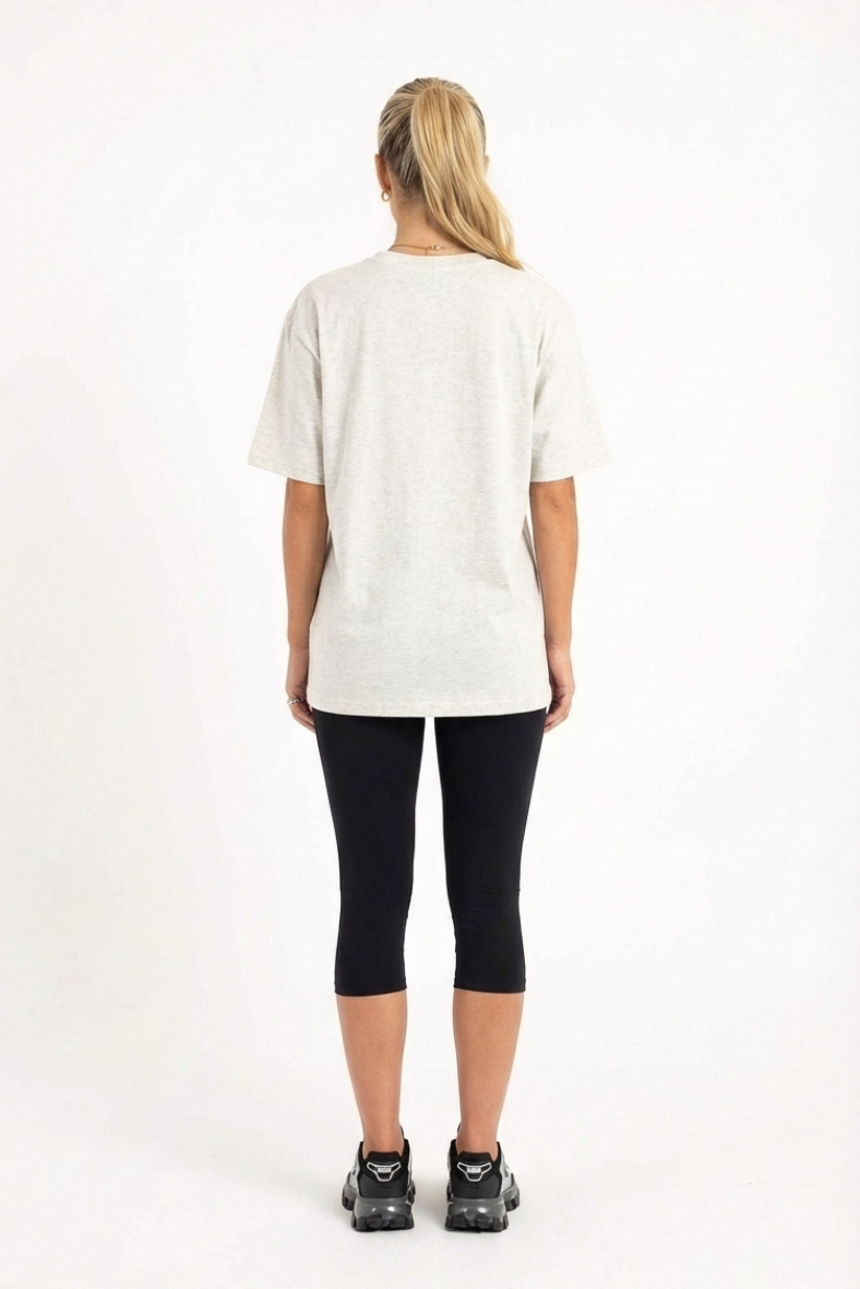 Back view of Highland oversized heavyweight cotton t-shirt in grey marle